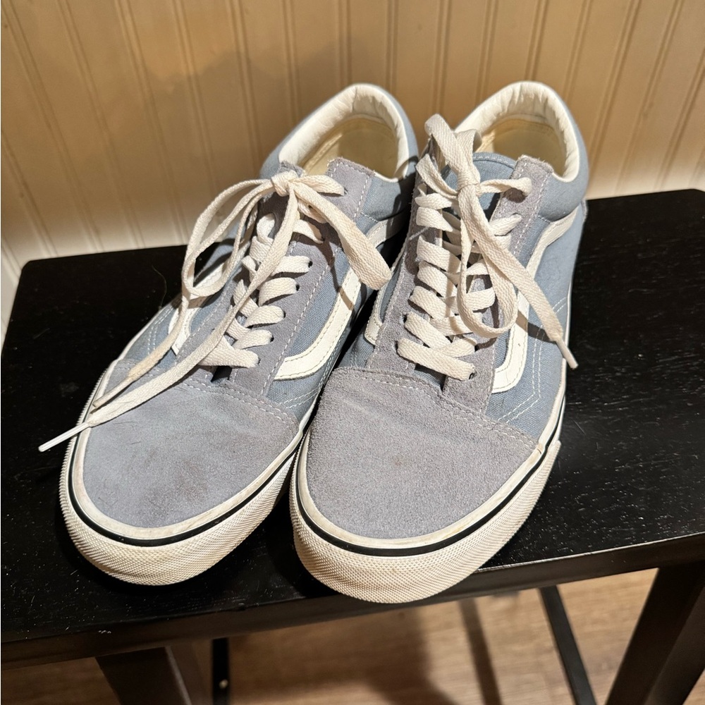 Vans Men's Light Blue and White Sneakers